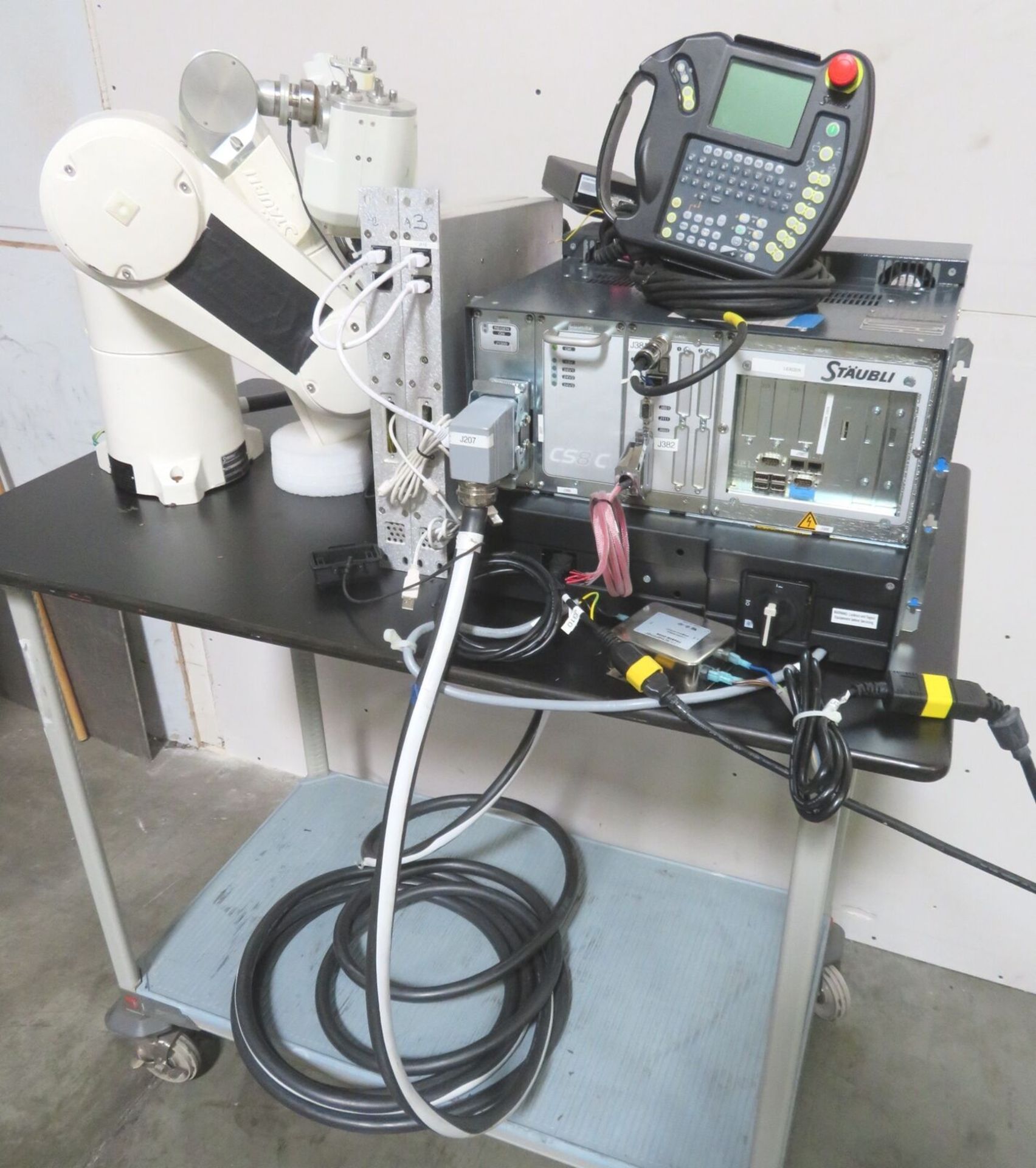 Staubli TX60 Industrial Robot w/ CS8C Controller, Teach Pendant, Cables. Includes a CS8C Controller,