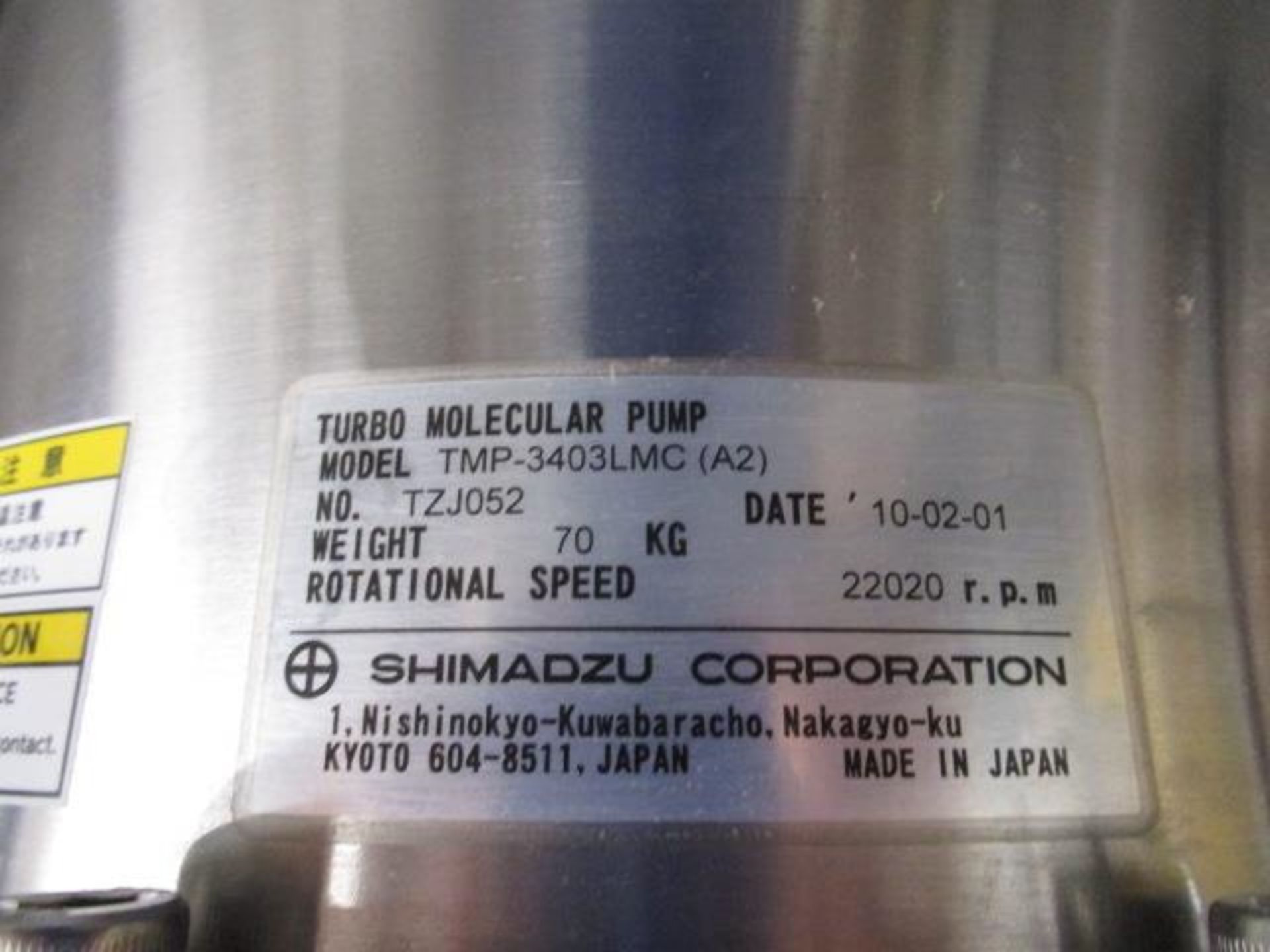 SHIMADZU TMP-3403LMC TURBOMOLECULAR PUMP WITH NORCAL INTELLISYS THROTTLING PENDULUM VALVE - Image 4 of 4