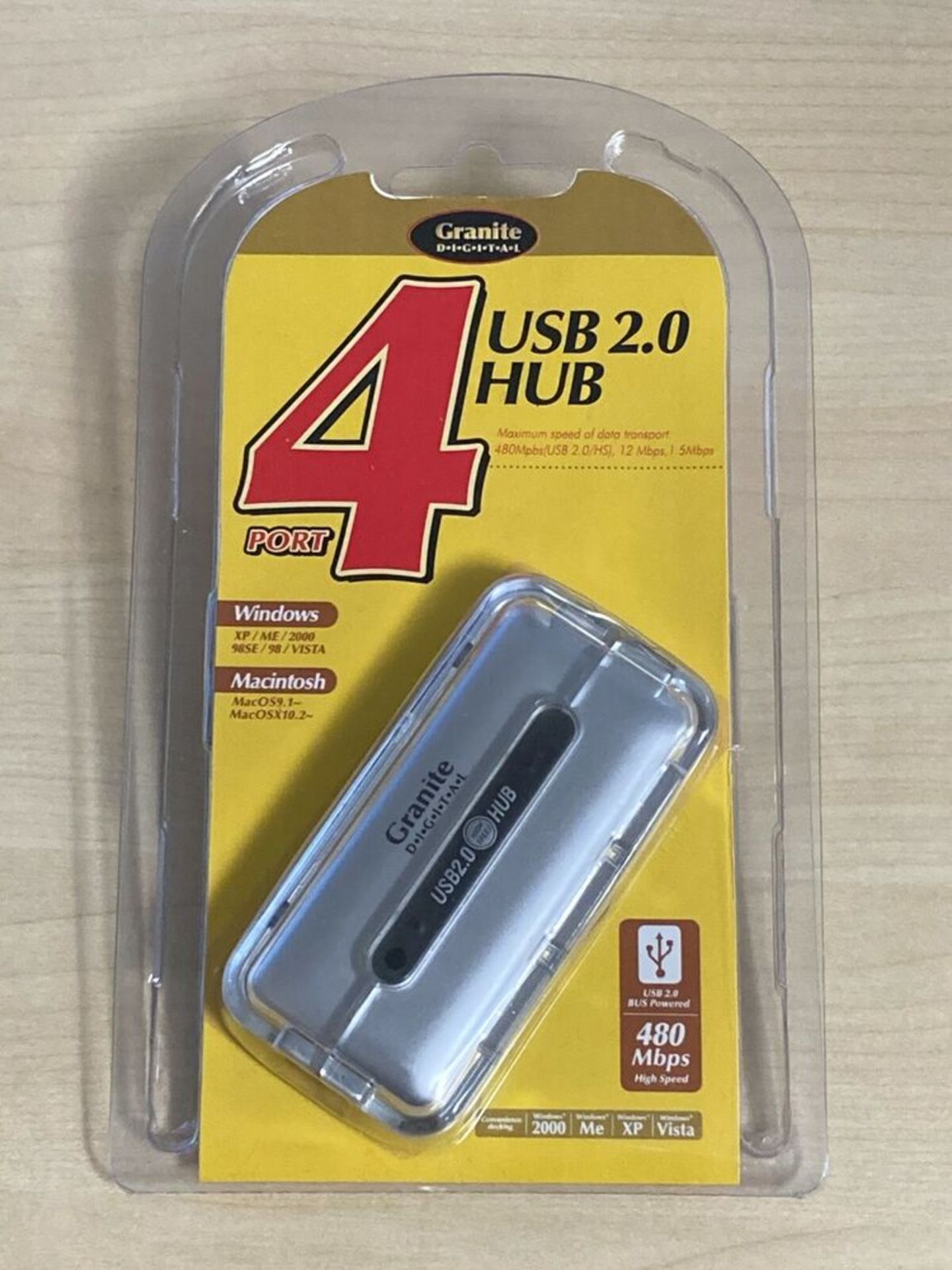BOX OF 30 - Granite Digital 4-Port USB 2.0 Hub with USB A to Mini B Cable 1156