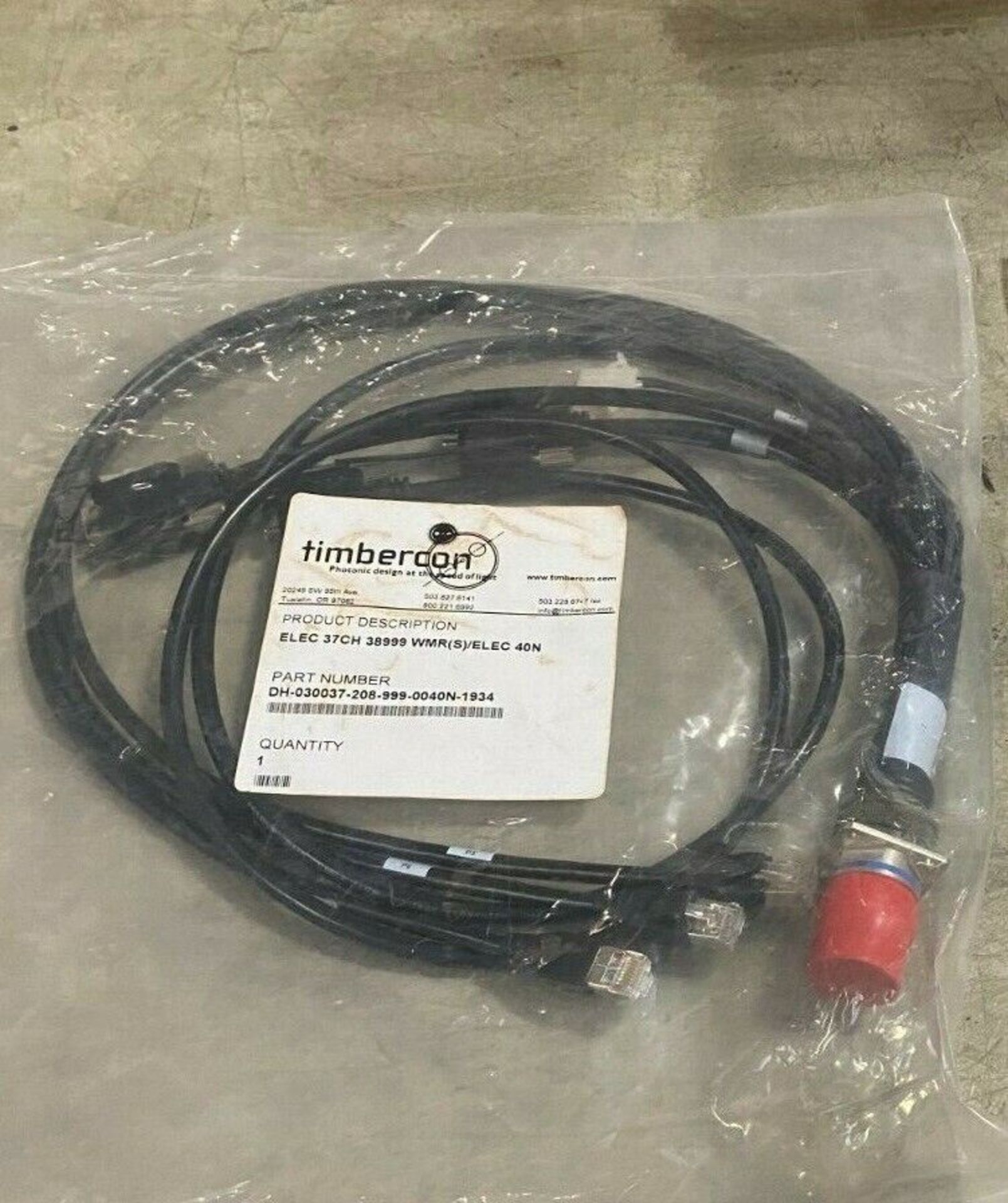 Timbercon Cable ELEC 37CH 38999 WMR(S)/ELEC 40N - DH-030037-209-999-0040N-1934