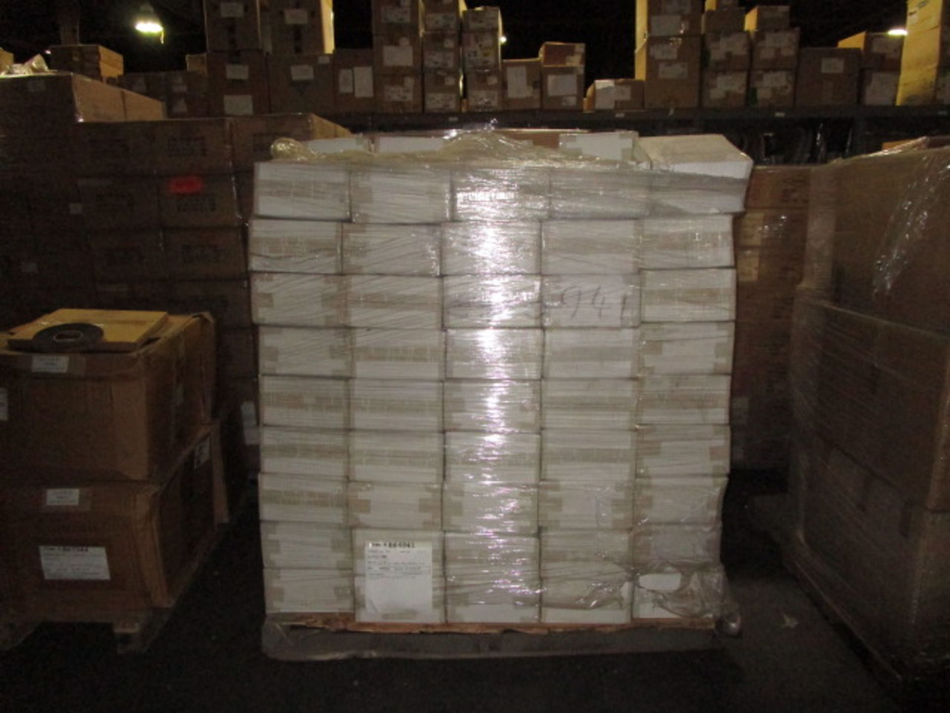 PALLET CONTAINING CONTENTS OF INTERPED SHOE COVERS FOR CLEANROOM