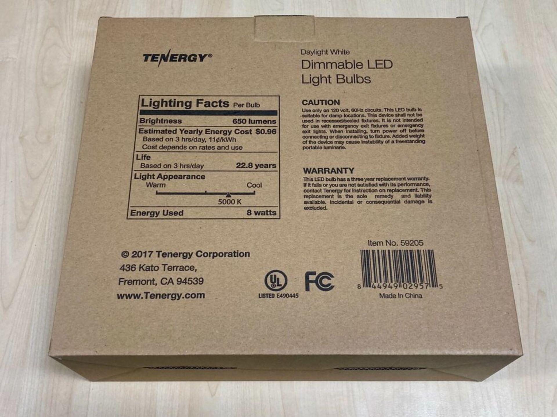 Tenergy 8 Pack Dimmable LED Light Bulbs - 8 Watts 5000K 650 Lumens - PN 59205 - Image 3 of 4