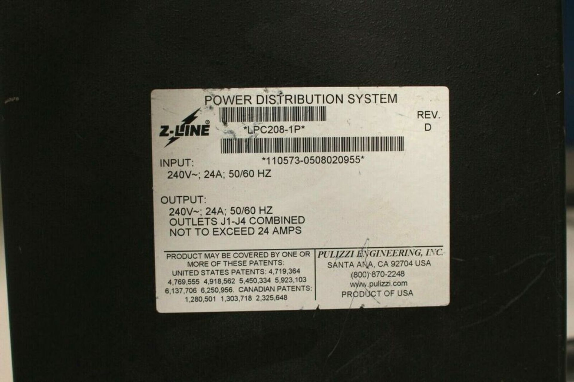 Pulizzi Engineering Z-Line Eaton LPC208-1P Power Distribution System 240 Volt - Image 3 of 3