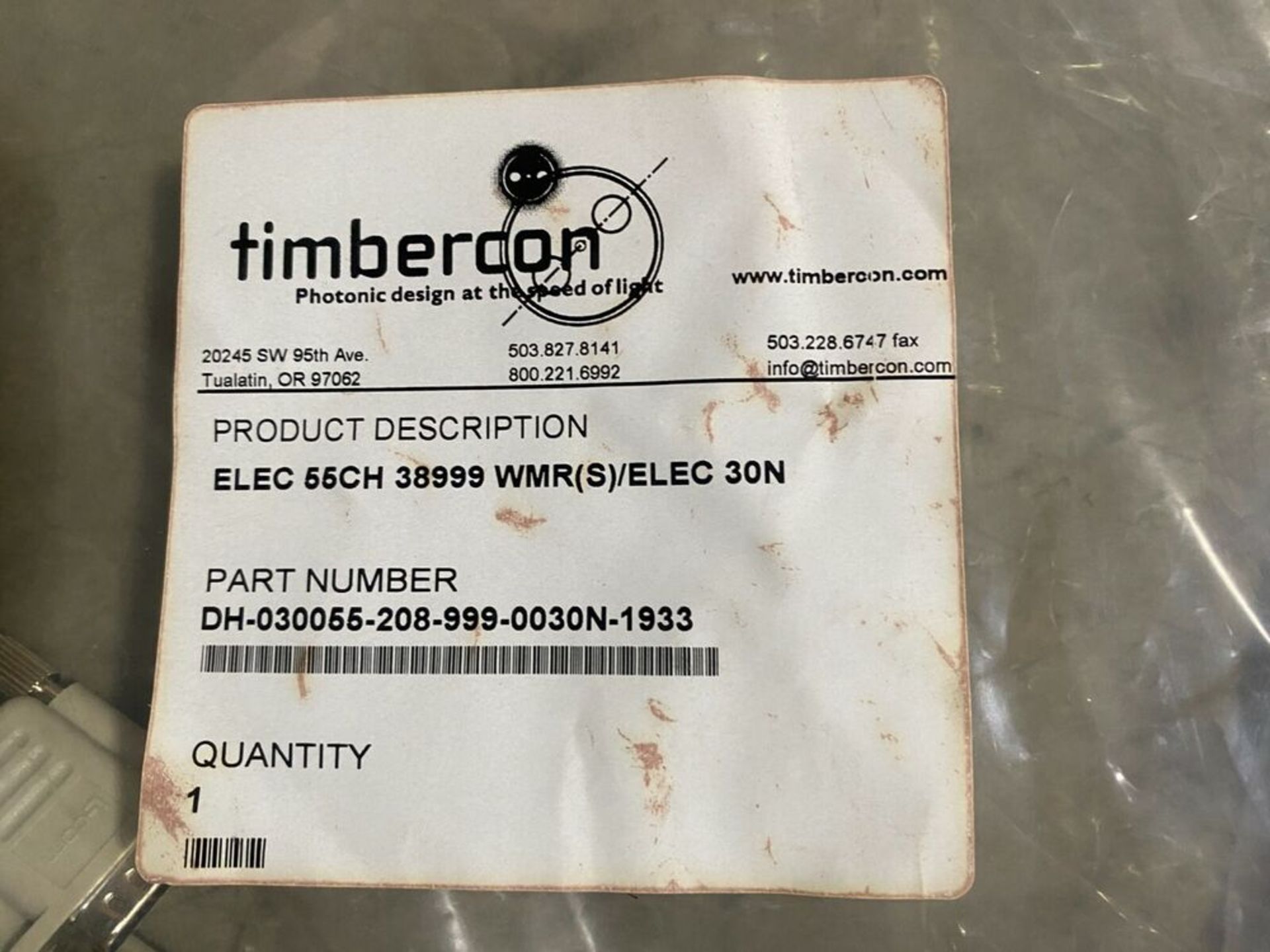 Timbercon Cable ELEC 55CH 38999 WMR(S)/ELEC 30N - DH-030055-208-999-0020N-1933 - Image 2 of 4