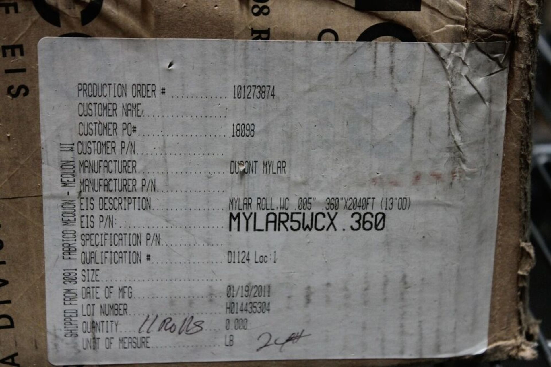 Lot of 100 Pounds Dupont Mylar Film Rolls Various Sizes Fabrico .002 .005 .0075 - Image 7 of 7