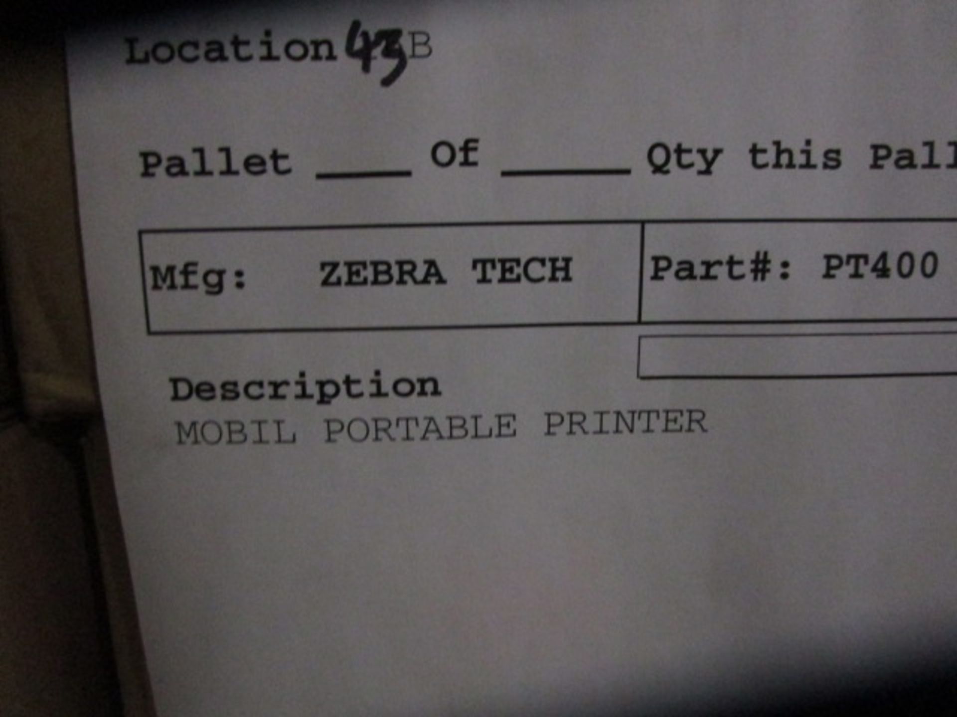 PALLET CONTAINING CONTENTS OF ZEBRA TECH MOBIL PORTABLE PRINTER - Image 5 of 5