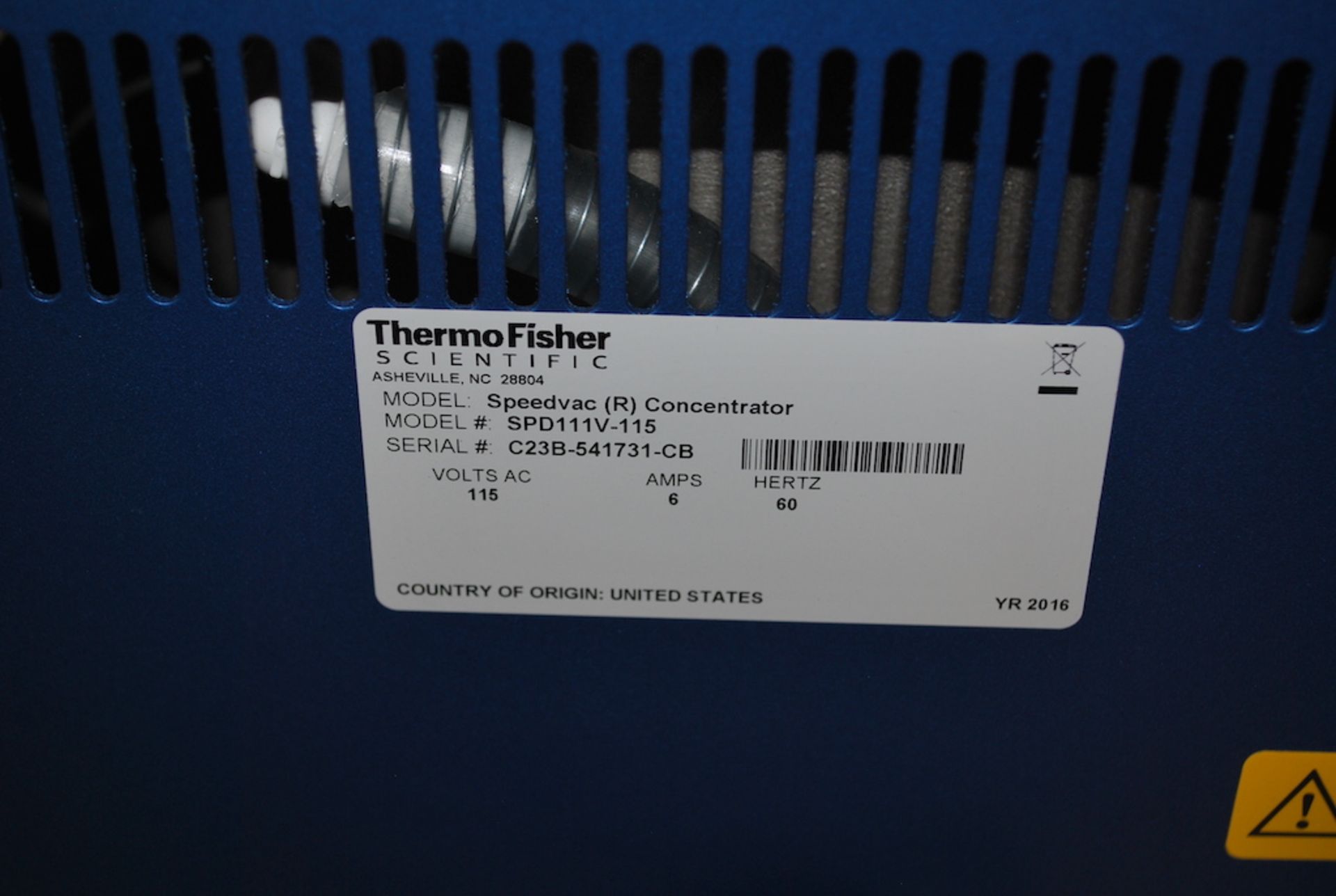 THERMO FISCHER SCIENTIFIC SAVANT SPD111V-115 SPEEDVAC CONCENTRATOR 115V, 6A, 60HZ - Image 8 of 8