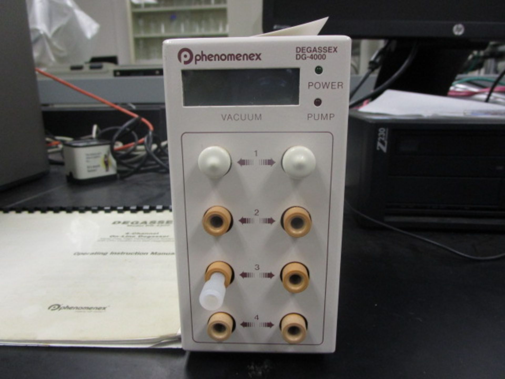 Phenomenex Degassex, DG-400 4 Channel on-line Degasser with CPU control and self diagnostics.