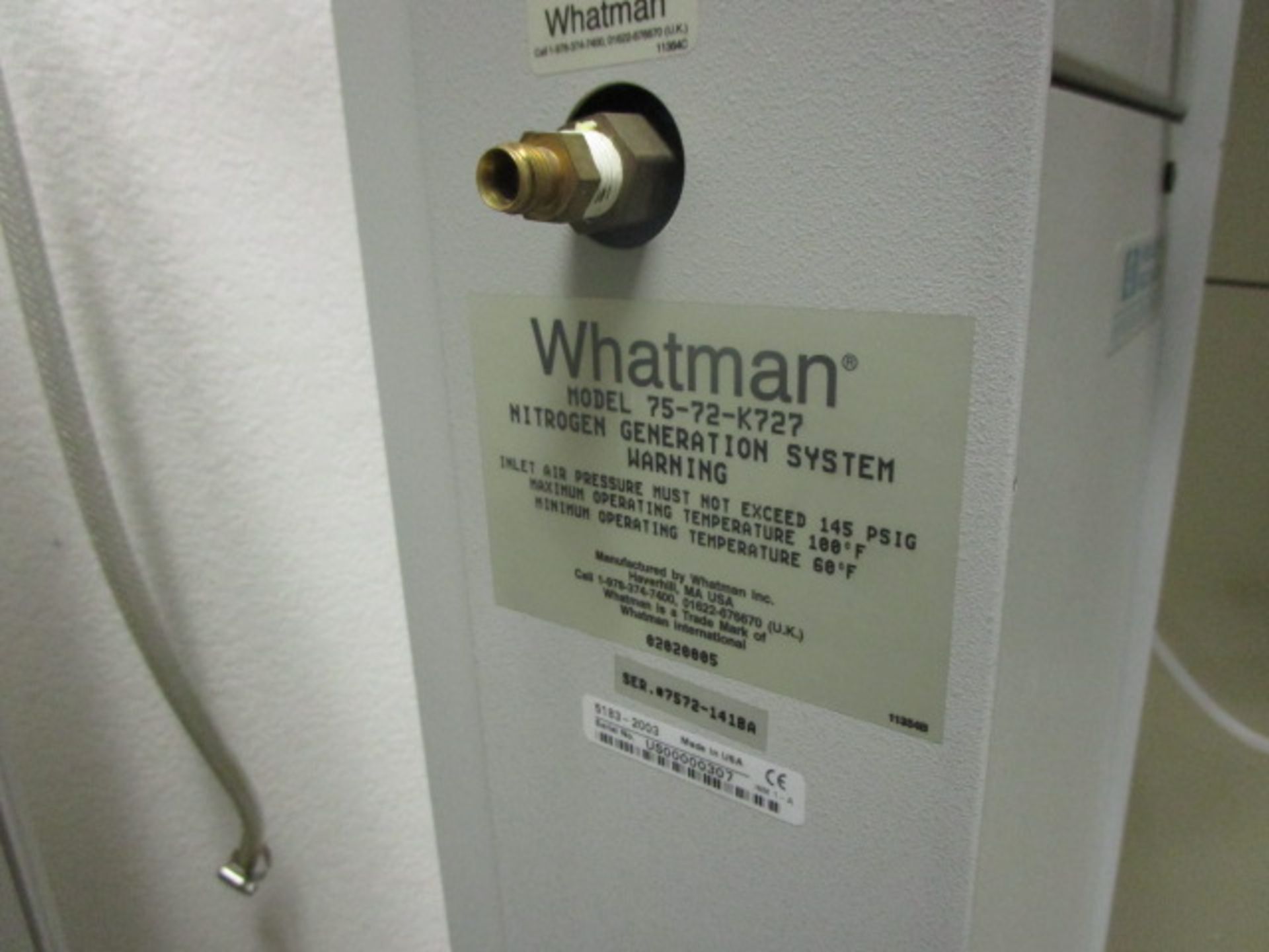 Hewlett Paclard Nitrogen generator manufacured by Whatman, Model 75-72-K727 - Image 5 of 7