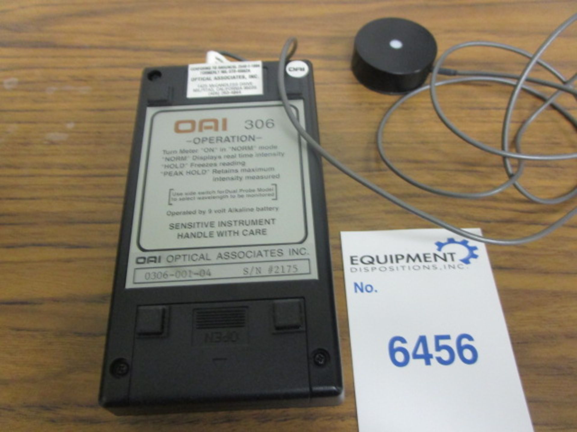 Optical Assosciates Inc 306 UV powermeter model 0306-001-04 - Image 5 of 6