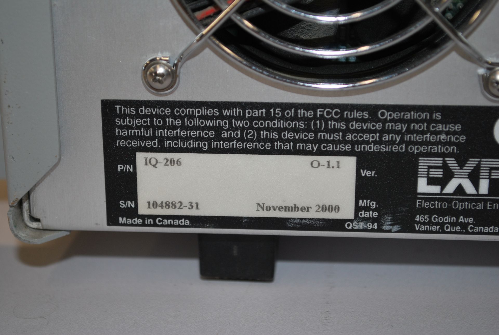 EXFO IQ-206 EXPANSION UNIT   1218 Alderwood Ave Sunnyvale, California - Image 7 of 7