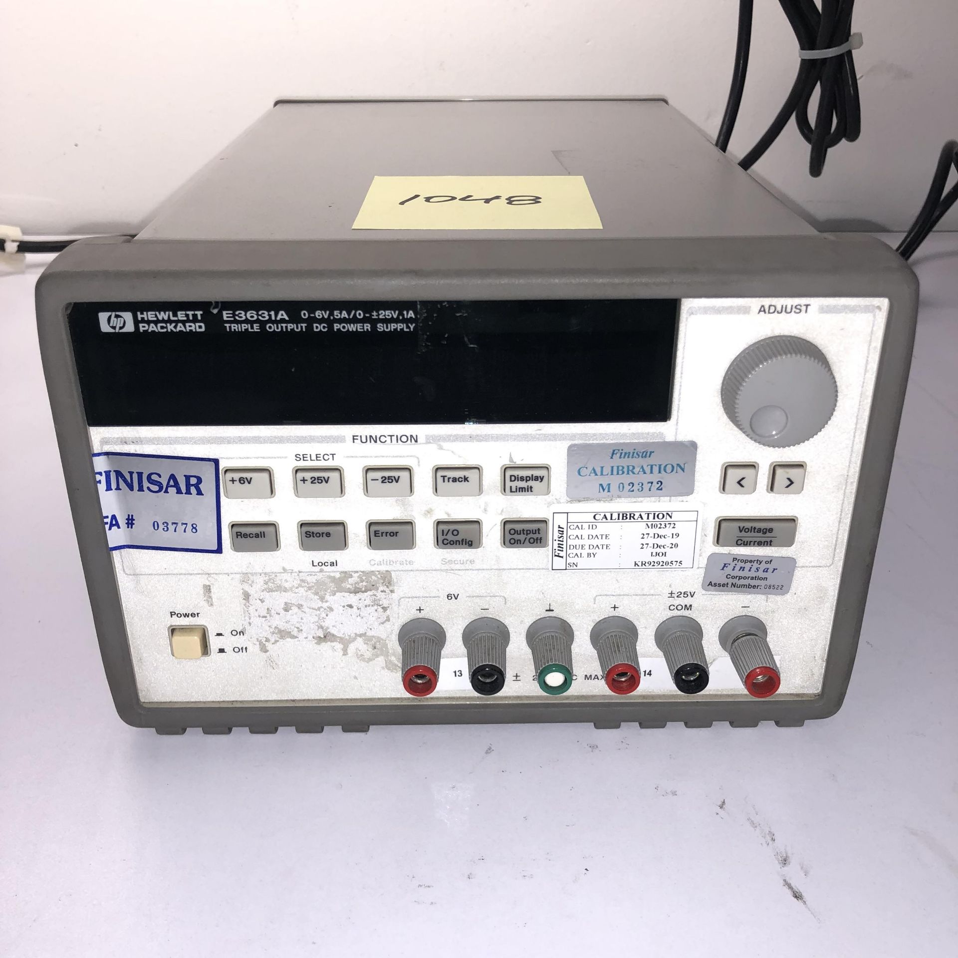 HEWLETT PACKARD E3631A TRIPLE OUTPUT DC POWER SUPPLY   1218 Alderwood Ave Sunnyvale, California