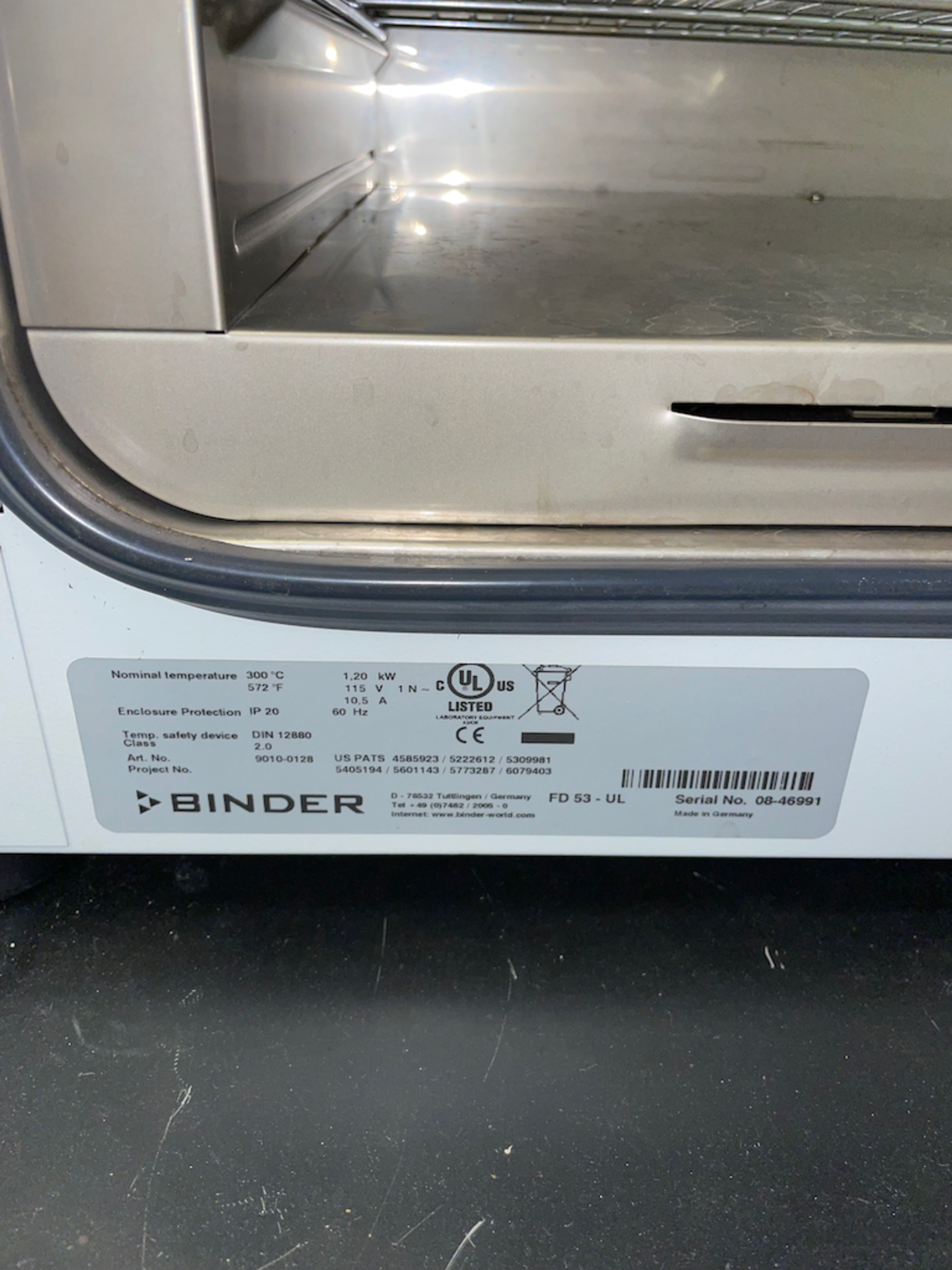 BINDER FD 53 - UL 300 / 572F Oven SN/ 08-46991 - Image 4 of 4
