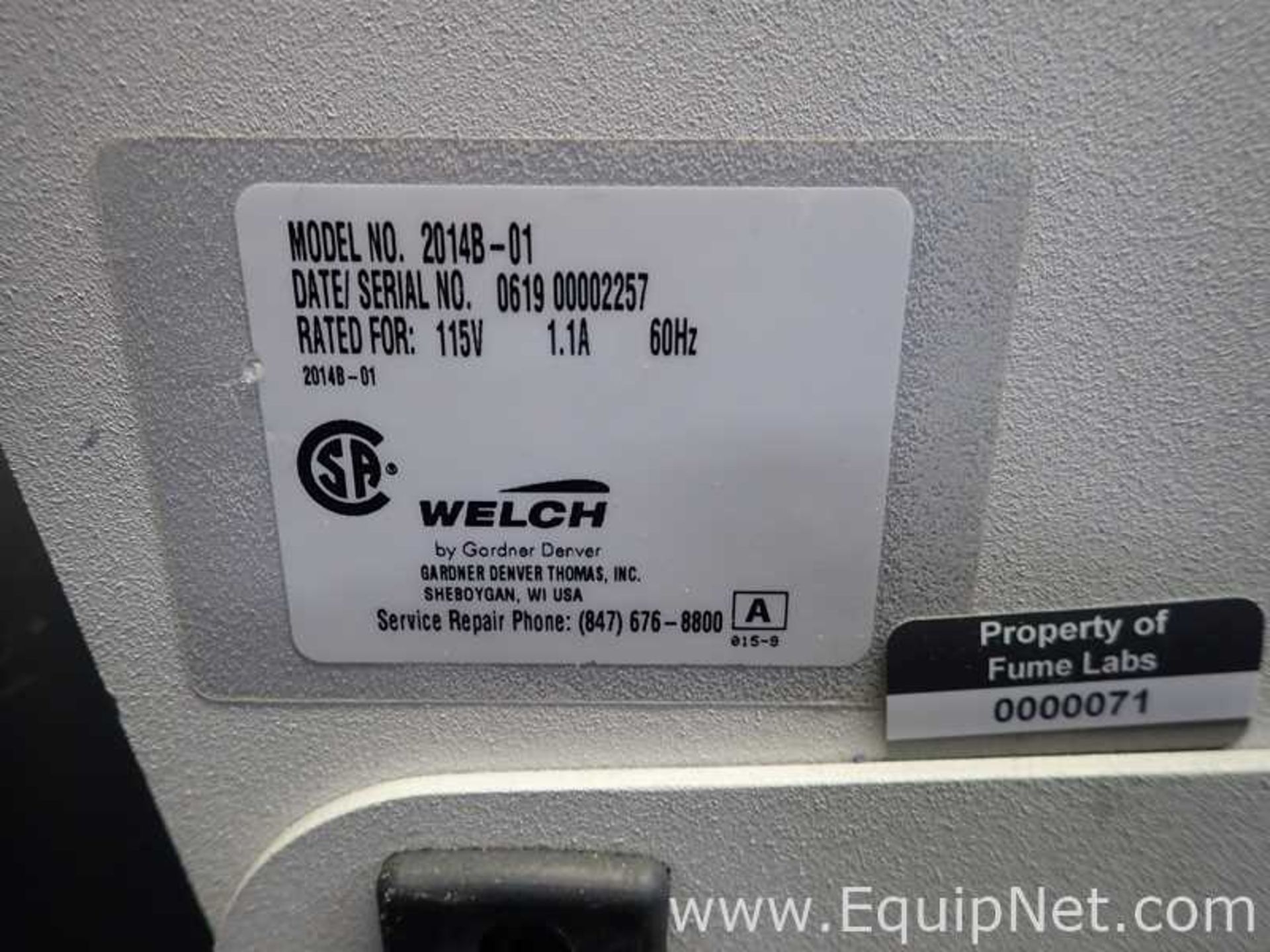 Welch 2014B-01 DryFast Vacuum Pump - Image 4 of 5