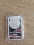 5 Oz Indian Head Style Silver Bar