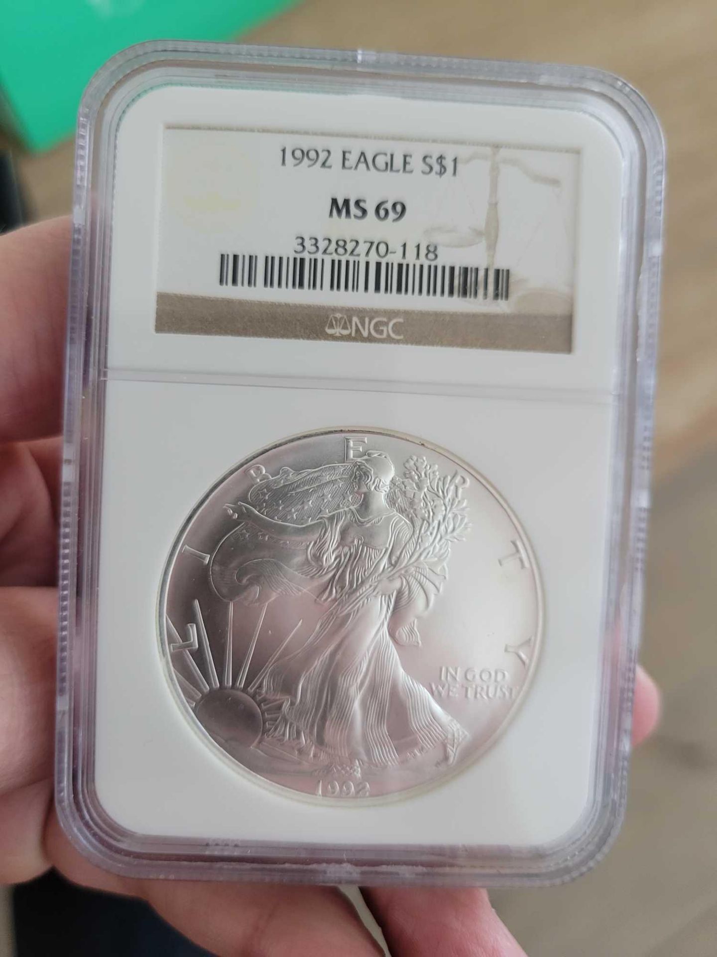 1992 Silver Eagle Graded - Image 2 of 2