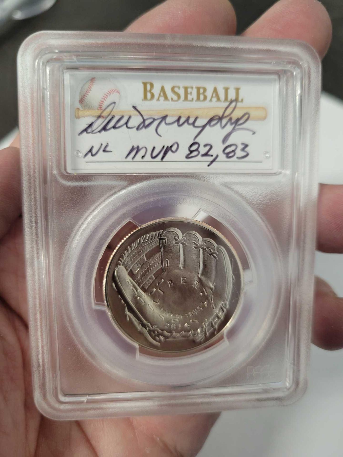 Dale Murphy signed baseball Silver Coin - Image 3 of 4