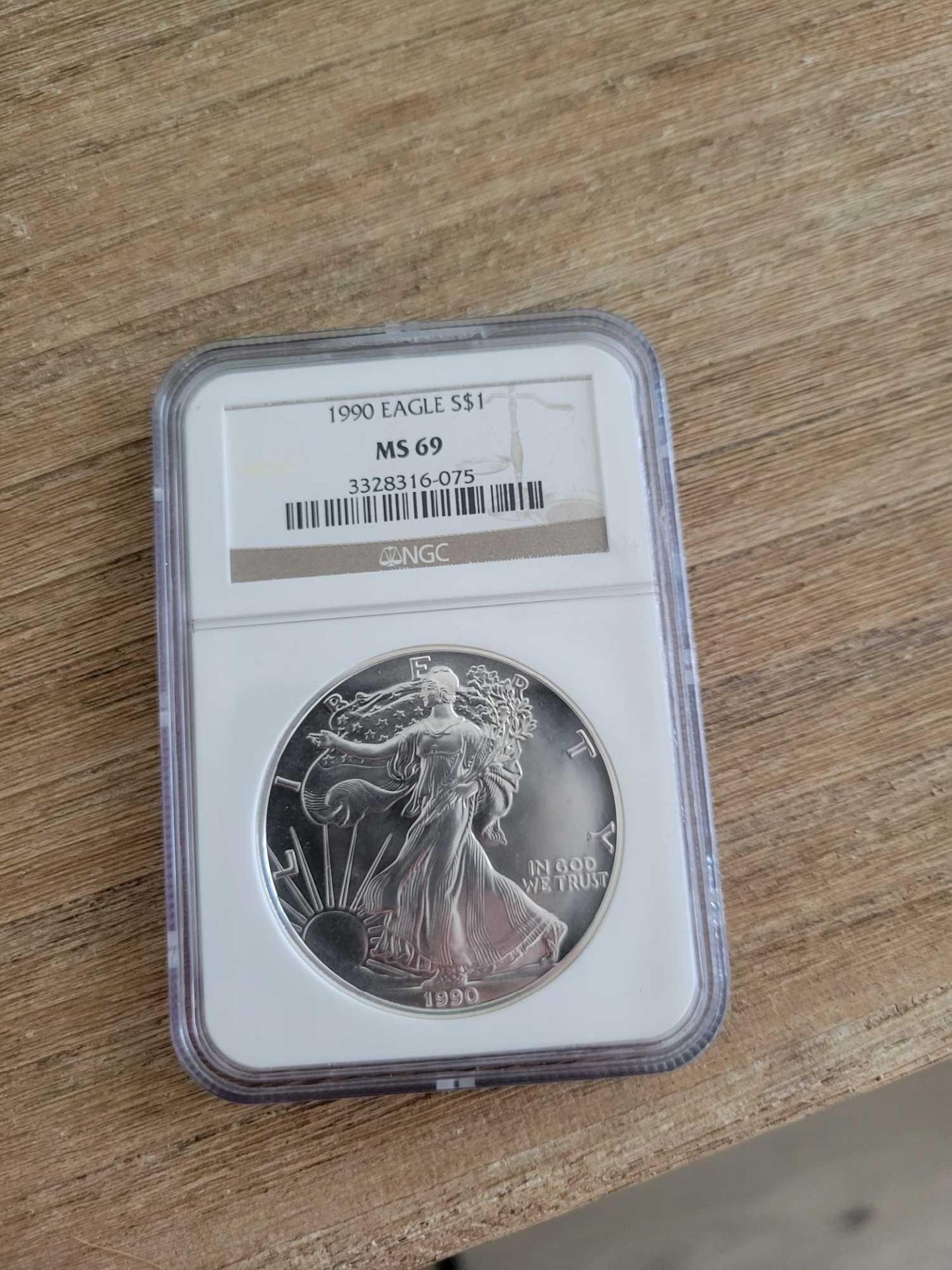 1990 Silver Eagle Graded - Image 2 of 2