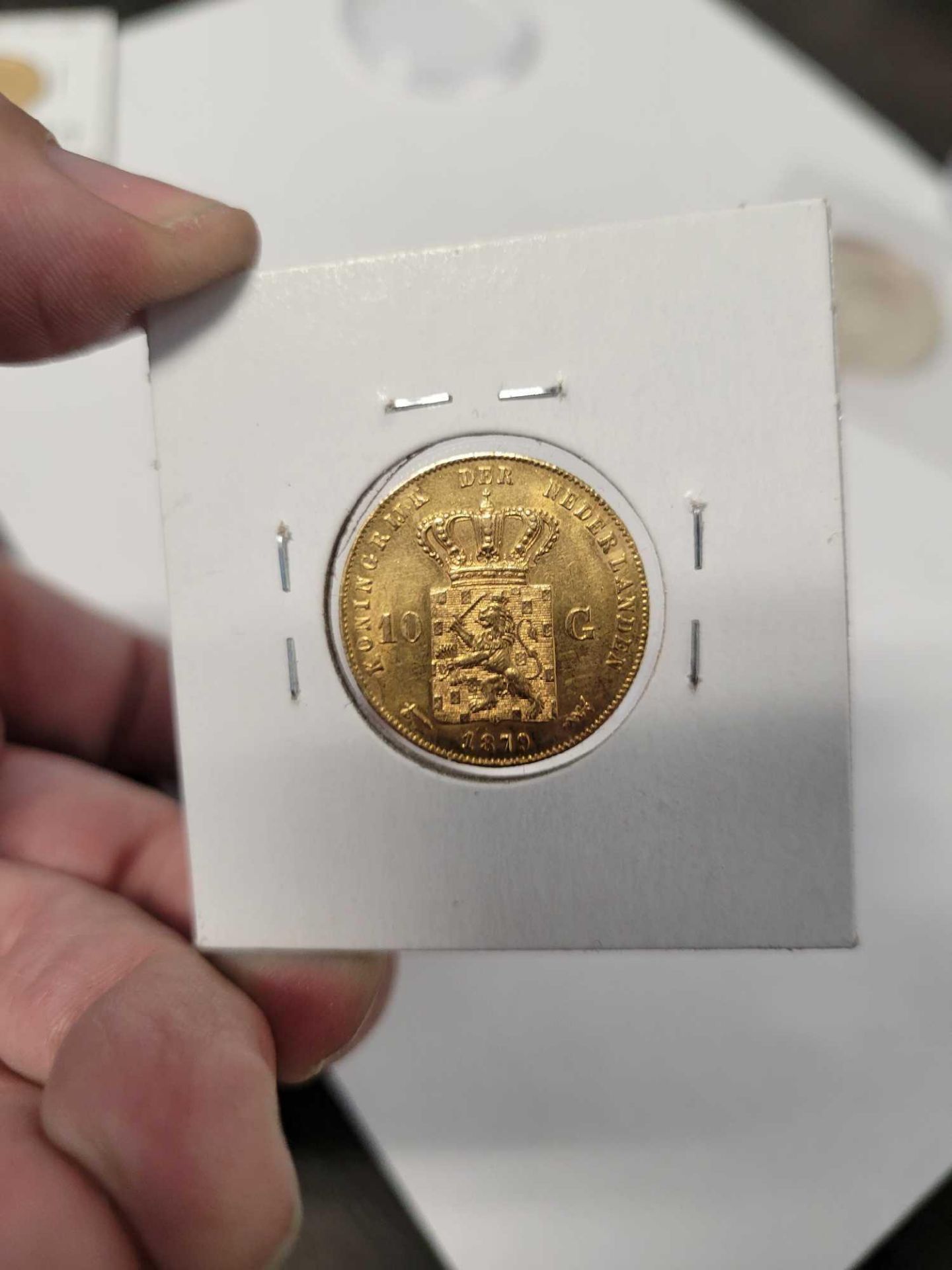 1879 Netherlands 10 gulden gold - Image 2 of 4