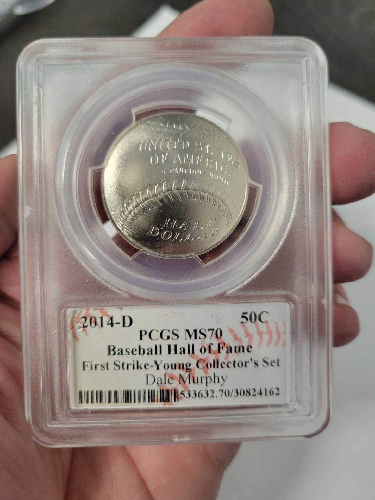 Dale Murphy signed baseball Silver Coin