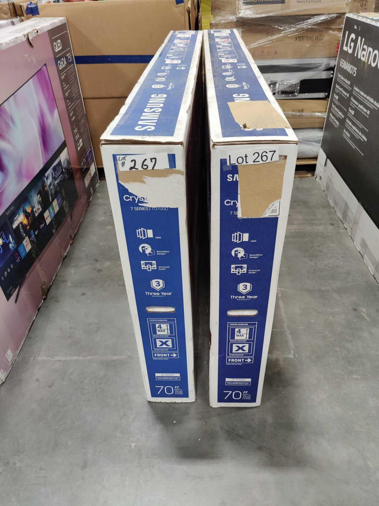 two Samsung 70-in TVs