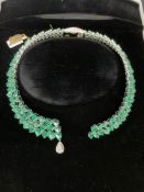 Emerald & Diamond Necklace 18kt 71.70ct Emerald/ 1.37 Diamond