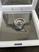 Sapphire & Diamond Ring Plat 1.75 ct Sapphire/ 0.54 cts Diamond size 5?