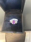 18K White Gold Sapphire & Diamond Ring 2.25 ct Sapphire/ 0.54 Diamonds size 5.5?