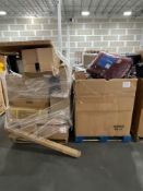 (2) Pallet & GL- Curtain rods, pillows, bedding, runners, plates, Folding chairs, Jegs creeper, Larg