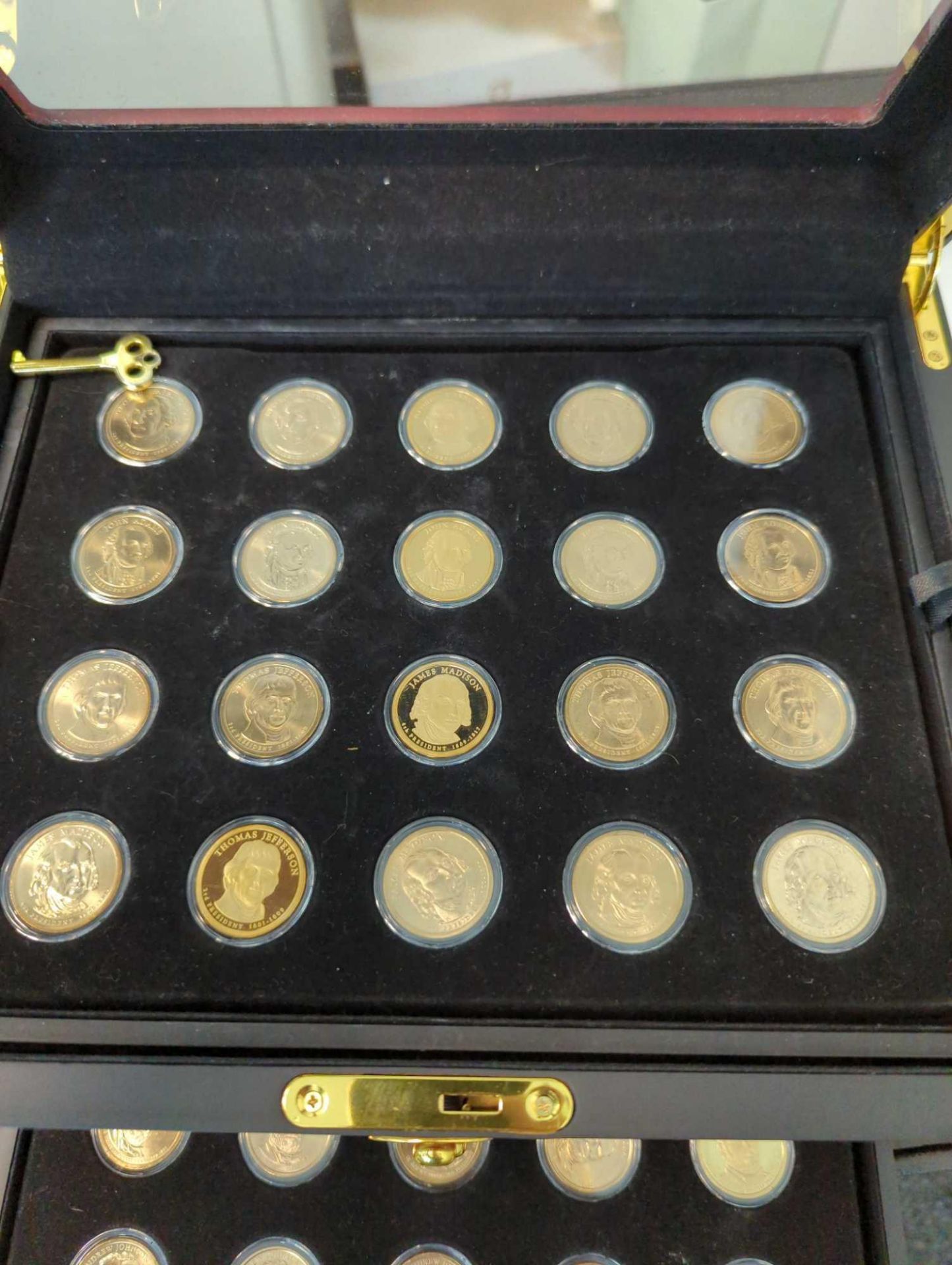 100 Presidential Boxed Golden Dollar Type Set w/ Wood Display Box - Image 3 of 18