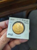 1905 $10 Gold Liberty MS62
