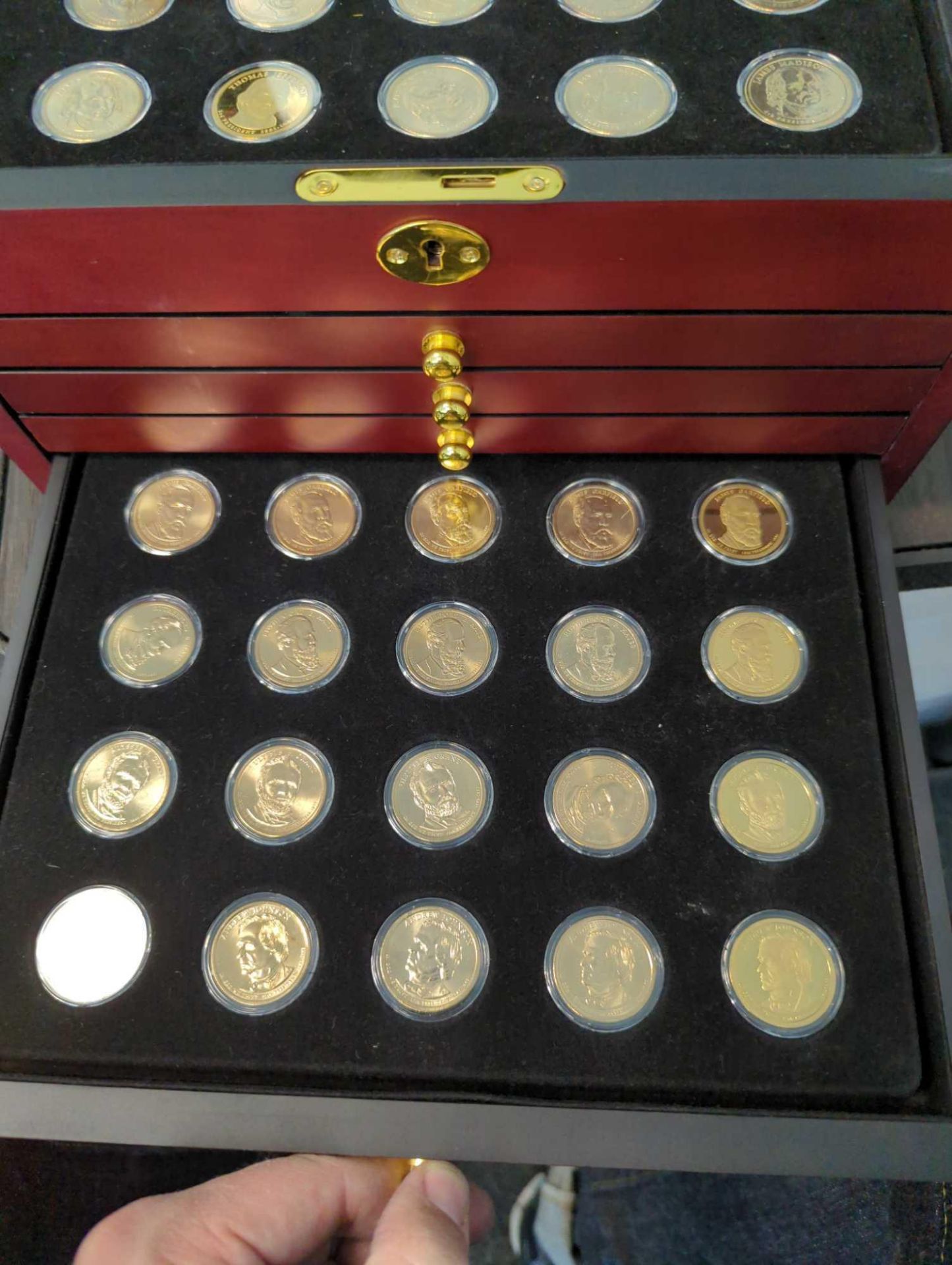 100 Presidential Boxed Golden Dollar Type Set w/ Wood Display Box - Image 10 of 18