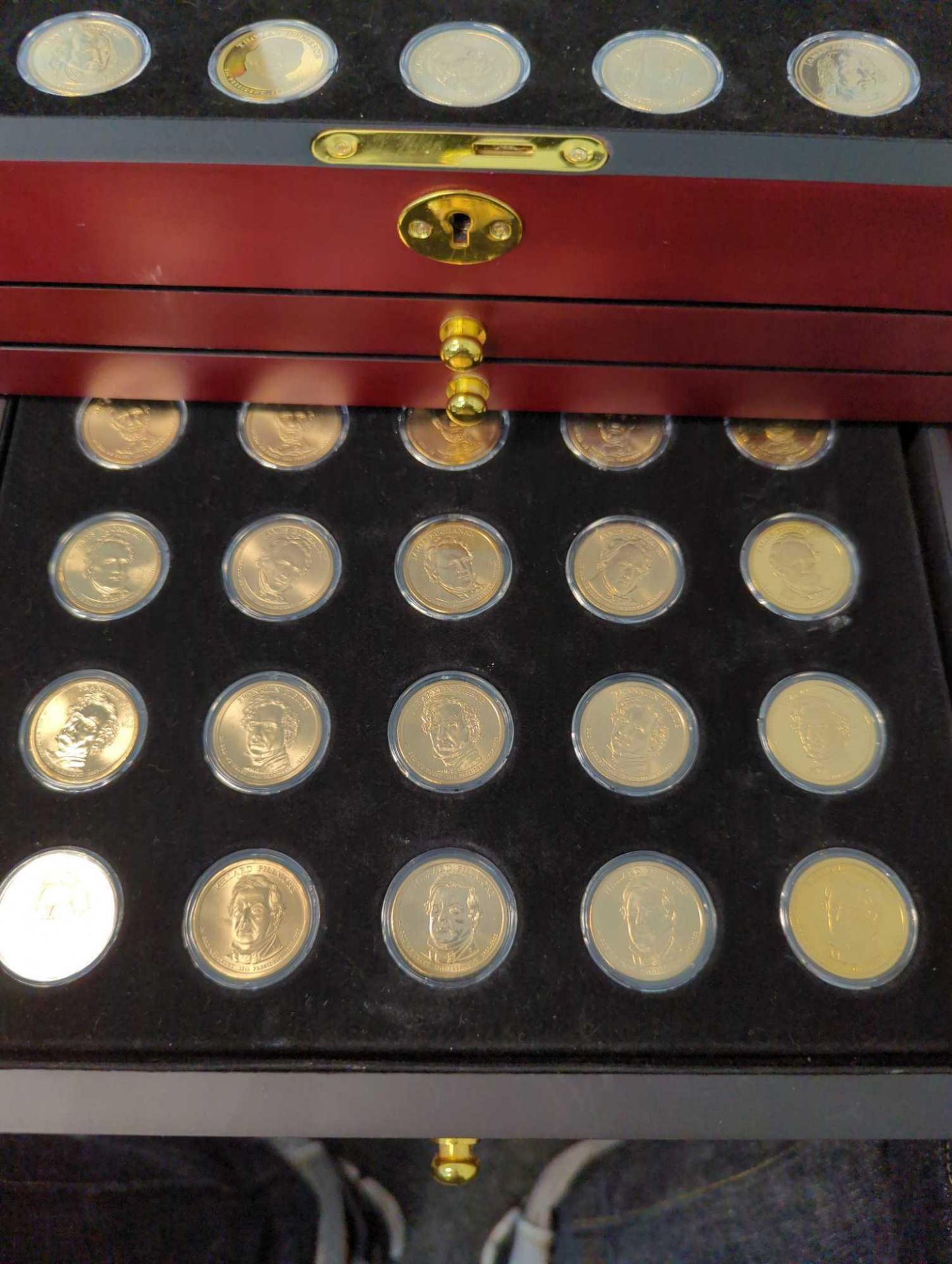 100 Presidential Boxed Golden Dollar Type Set w/ Wood Display Box - Image 7 of 18