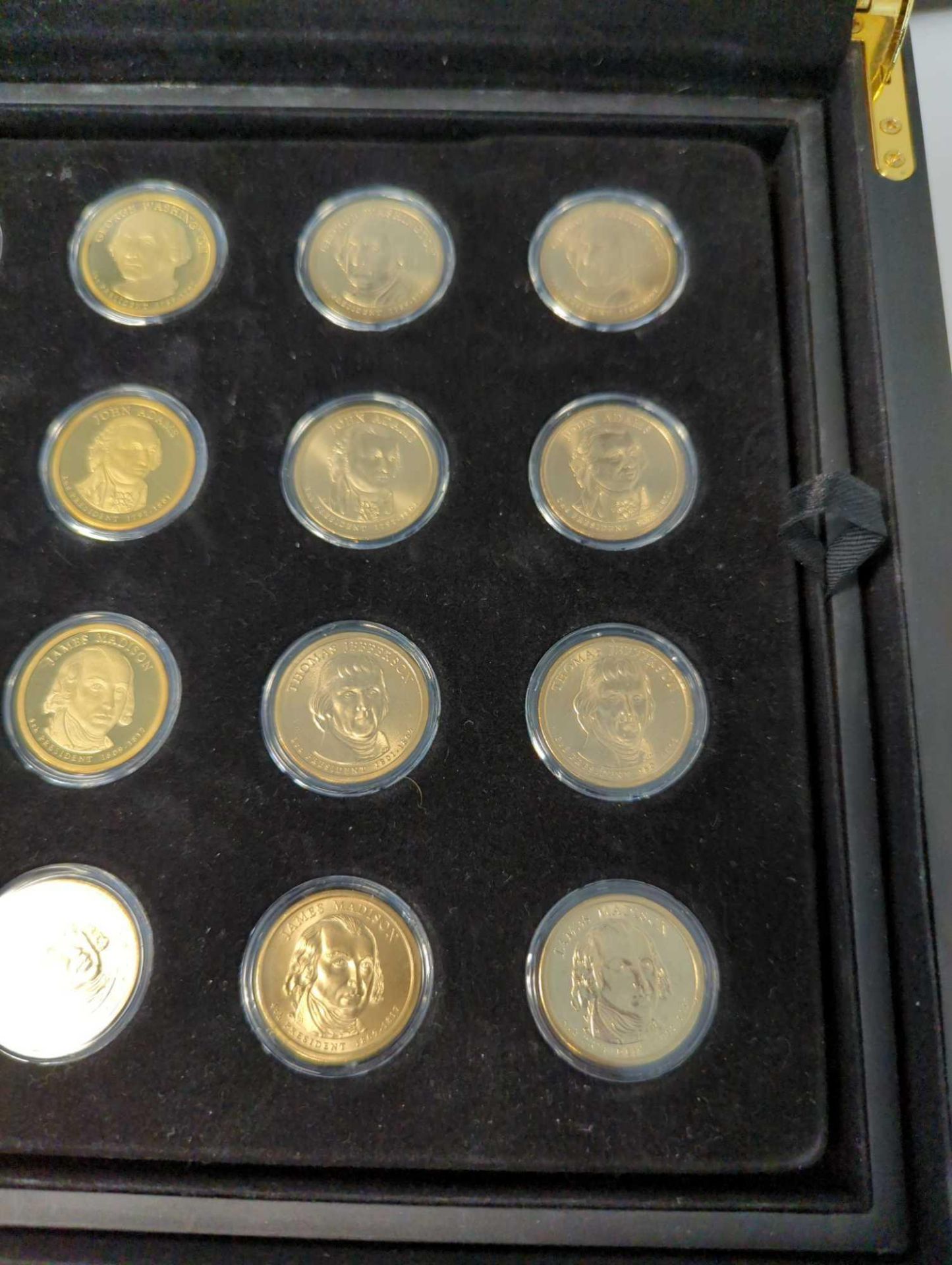 100 Presidential Boxed Golden Dollar Type Set w/ Wood Display Box - Image 14 of 18