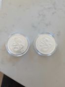 (2) 1 oz Silver Coin St. Helena snake coins