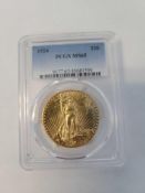 1924 St Gaudents 20 dollar gold coin graded MS65