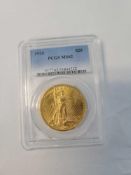 1922 St Gaudens 20 dollar gold coin graded MS62