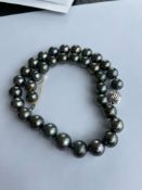 Tahitian Pearl Necklace 14kt- 35 Tahitian Pearls 11-13 mm