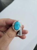 White Gold and Turquoise and Diamond Ring