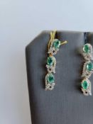 14KT Yellow Gold Custom Diamond and Emerald Earrings