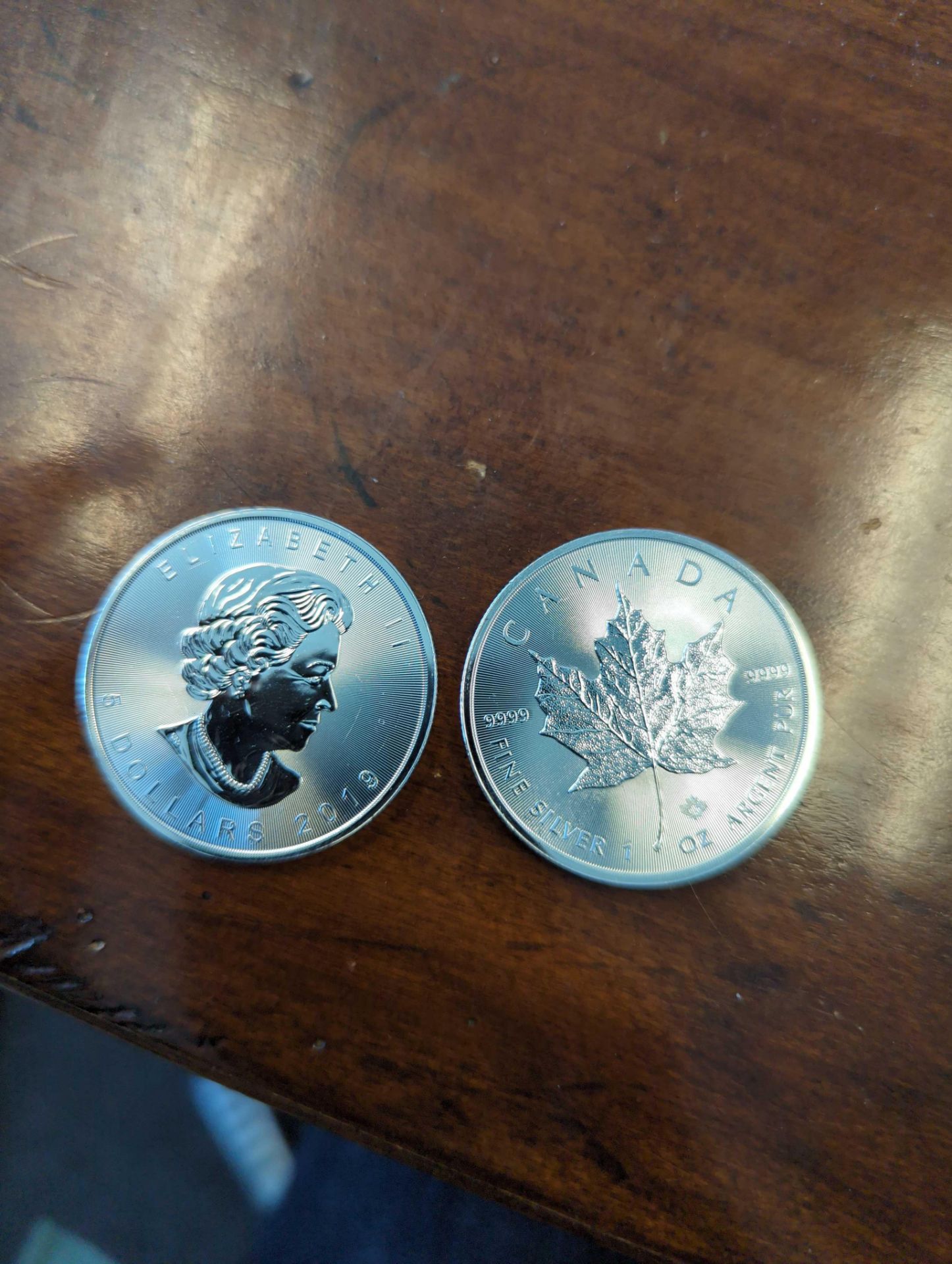 2 Canada Maple Leaf Silver Coins