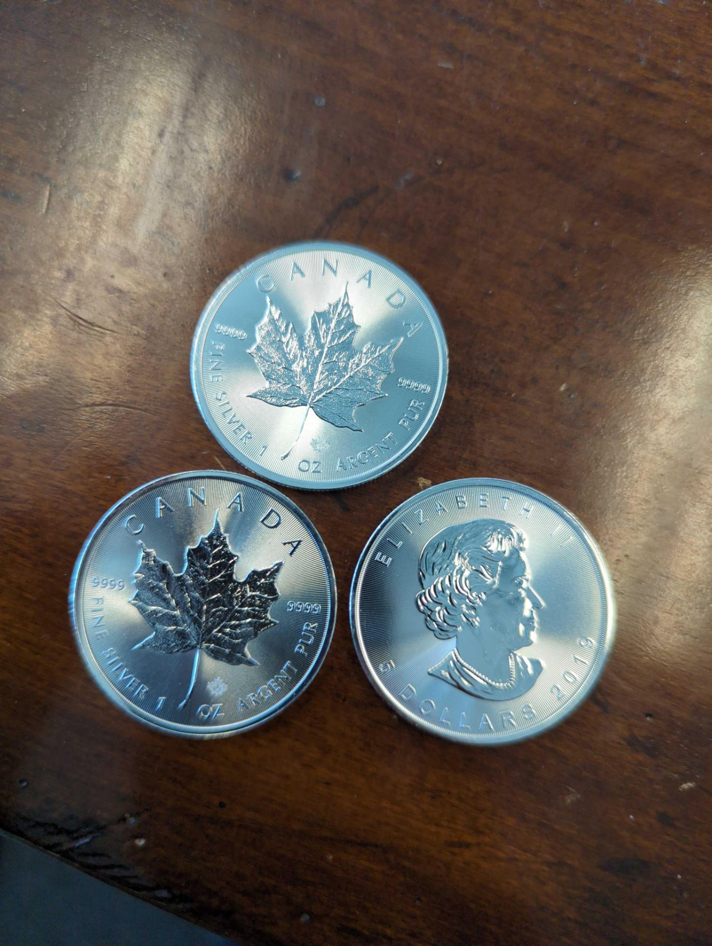 3 Canada Maple Leaf Silver Coins