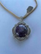 Silver Ruby & White Sapphire Pendant w/ Yellow Gold Overlay- Ruby 60 cts/ Sapphires 3.95 cts