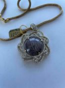 Silver Ruby & White Sapphire Pendant w/ Yellow Gold Overlay Ruby 50ct/ Sapphires 4.32