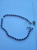 Silver and Diamond Blue Sapphire Necklace ( in need of minor repair)