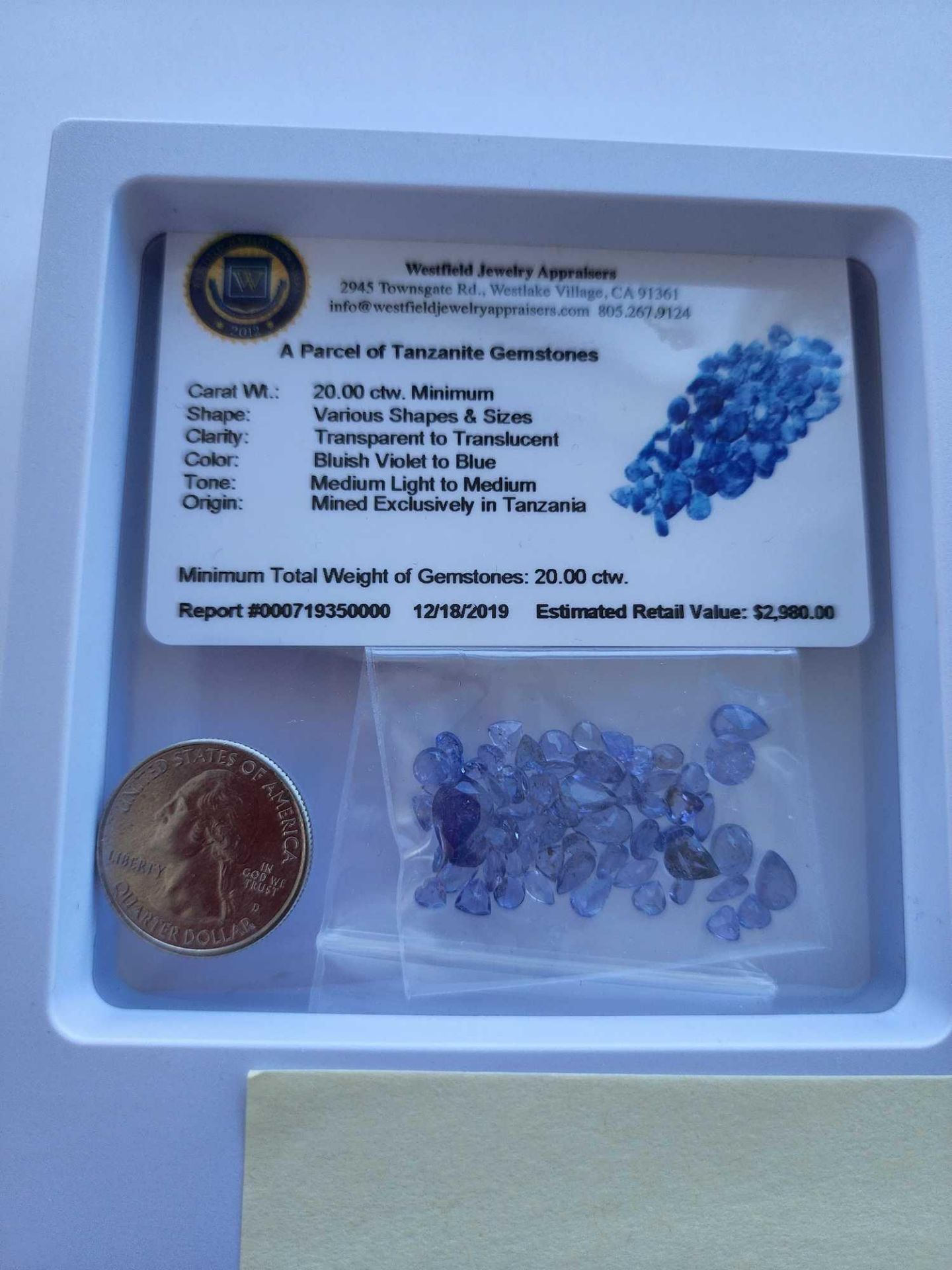 20 ctw loose tanzanite gem stones