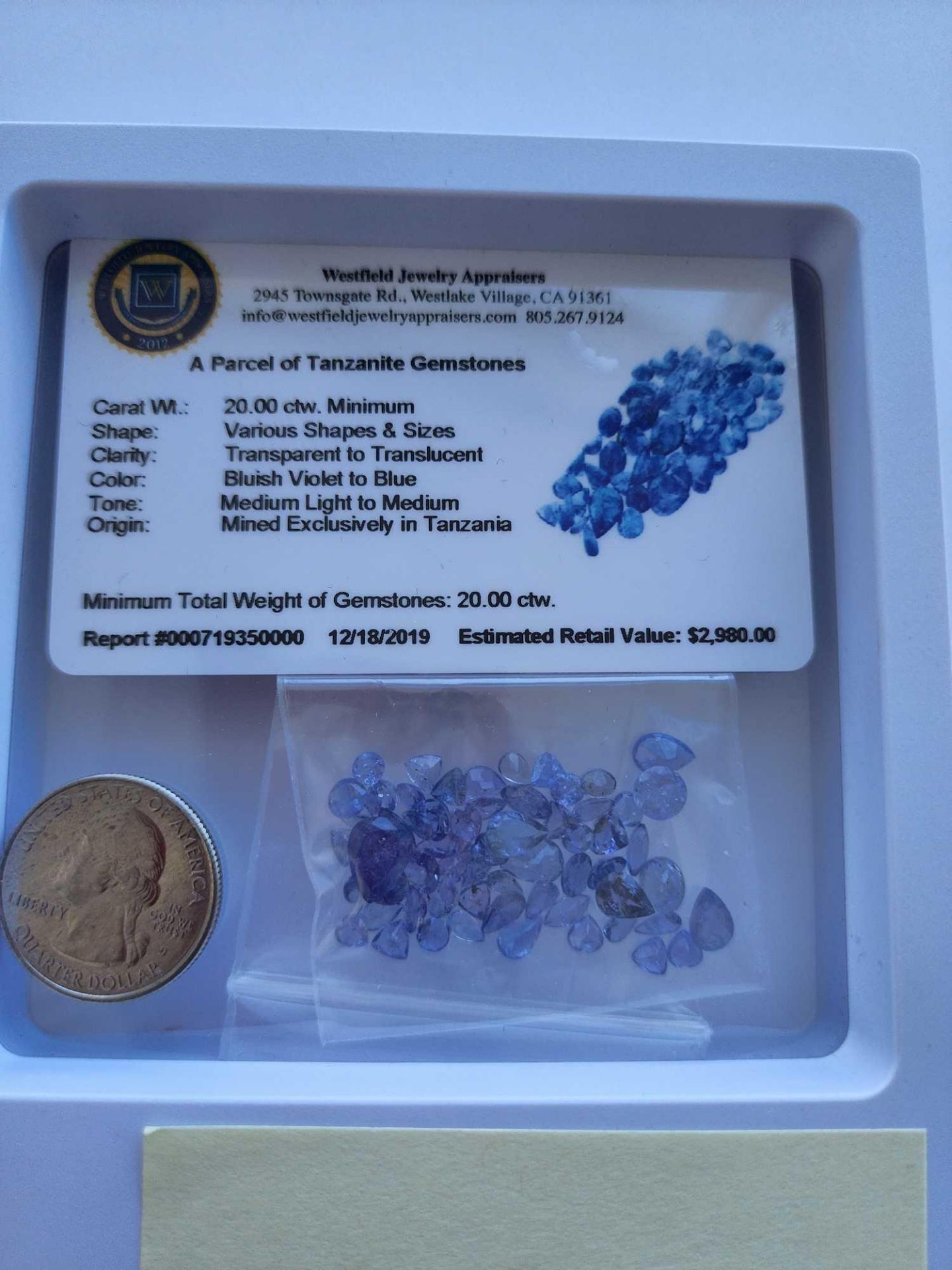 20 ctw loose tanzanite gem stones - Image 3 of 3