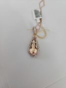 14KT Morganite and Diamond Pendant