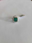 Emerald and Diamond Ring, 4.58 Emerald .81 Diamonds