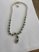 Platinum Emerald and Diamond Necklace, 13.27 cts Emerald, 6.74 cts Diamond (needs minor repair)